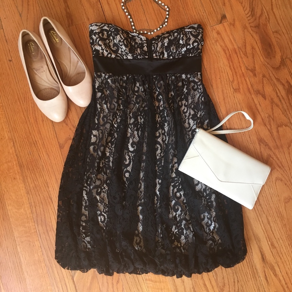 Cache lace strapless black dress - last chance, donating tomorrow!